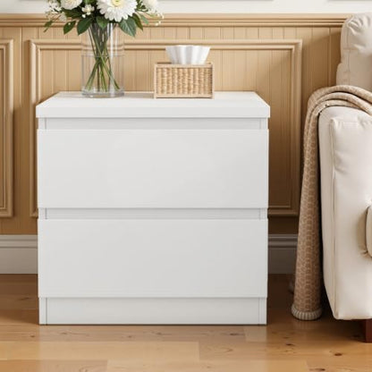 Nightstand with Drawers, Bedside Table with Drawers, Sofa Side Table Storage Cabinet, Night Stand for Bedroom Living Room (1, 2 Drawers White, 19.7" W×15.6" D×18.9" H) - color: 2 Drawers White