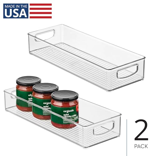 iDesign Slim Extra Long Clear Storage Bin, 2-Pack | Narrow, Stackable, Kitchen or Pantry Organizer - size: 16 x 6 x 3, style: Pack of 2