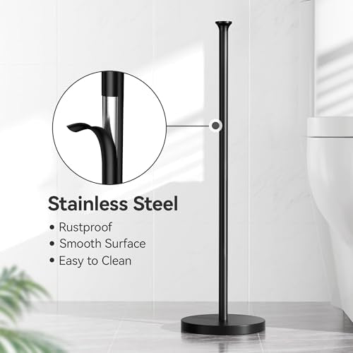 Toilet Paper Holder Stand(with Reserve Function), Free-Standing Spare Rolls Storage Holder, Stainless Steel, Modern Design - color: Matte Black