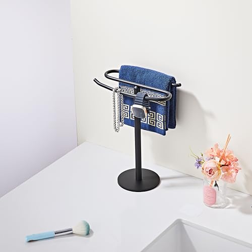 Matte Black Hand Towel Holder Stand,13 Inch Free-Standing Towel Rack, SUS304 Stainless Steel Towel Bar Rack Stand, Tower Bar for Bathroom Kitchen Vanity Countertop… - color: Matte Black