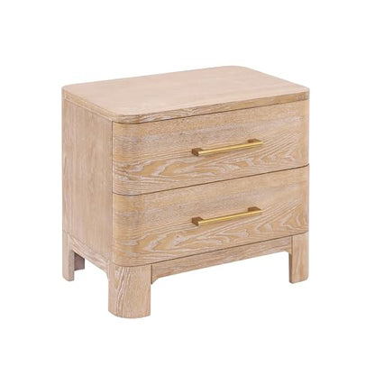 Christopher Knight Home Egbert Modern Nightstand with Drawers, Wooden Small Night Stand with Rounded Corners Design, Bedside Table/End Table for Bedroom, Multipurpose Storage Cabinet, Natural