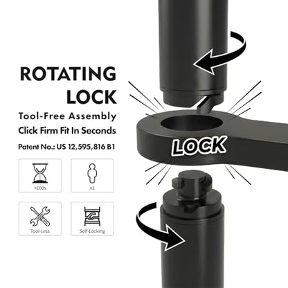 Toilet Paper Holders Free Standing, Holds up to 7 Rolls Toilet Paper Stand with Storage, Bathroom Toilet Paper Organizer with Top Shelf for Small Items, 1-Min Rotating-Lock Assembly, Black,L