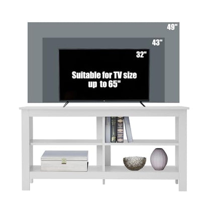 Gyger 43 Inches TV Stand,Mid Century Modern Entertainment Center with 4 Open Shelves Farmhouse TV Media Console Table for Living Room,Bedroom,Television Stand up to 50 Inches(White) - color: White