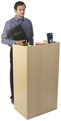 Displays2go Hostess Station, Maple | Hidden Wheels, Adjustable Shelf, LCKDPHSMP - color: Maple
