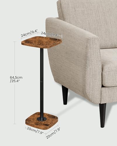 CHOEZON Small Drink Table, Square Side Table for Small Spaces, Martini Table with Pedestal, for Living Room, Bedroom, Rustic Brown and Black TBZ24BF - color: Rustic Brown + Black
