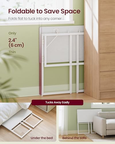 VASAGLE Folding Desk, Foldable Computer Desk, One-Piece Desktop, Rounded Edges, Small Folding Craft Table for Bedroom, Balcony, Camping, Easy Assembly, 31.5 x 15.7 Inches, Matte White ULWD151WF01 - color: Matte White, size: 31.5"