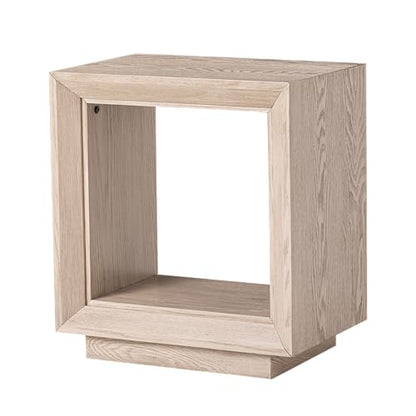 COZAYH Farmhouse End Table, Open Cube Accent Table with Geometric Frame, Modern Minimalist Side Table, Light Grey - color: Light Grey