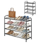 4-Tier Expandable Shoe Rack, Adjustable Shoe Shelf Storage Organizer Durable Metal Free Standing Shoe Rack for Entryway Closet Doorway (Black) - size: 4 Tier