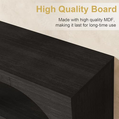 55-Inch Entryway Table with Storage, 3-Tier Console Tables, Behind Couch Table Wood Narrow Console Tables for Entryway, Living Room, Foyer, Hallway, Entry (Black) - color: Black