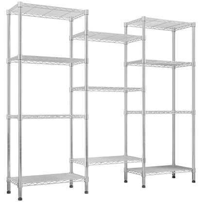 5-Tier Wire Shelving Unit, Adjustable Heavy Duty Storage Rack with Leveling Feet, Freestanding Metal Shelves, for Garage Kitchen, Chrome - color: Chrome, 4 Tier-62.9"