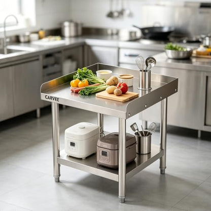 Garvee Stainless Steel Curved Edge Equipment Table Without Wheels, Heavy Duty 48x28x26 inch Commercial Prep Table, 0.7mm Thick - size: 48*28*26inch