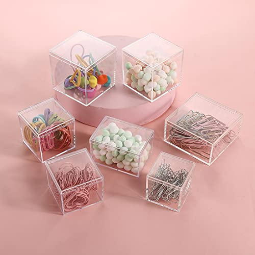 KissYou Small Acrylic Box Clear Display Case Plastic Square Cube 2 Packs Candy Box with Lid Jewelry Storage Contanier - size: 1.77 x 1.77 x 1.77 Inch