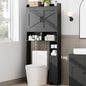 Homhedy Wooden Over The Toilet Storage Cabinet with Barn Door | Freestanding Bathroom Storage, Toilet Paper Holder, Adjustable Shelf,Space-Saving, Farmhouse Style, Black - color: Black