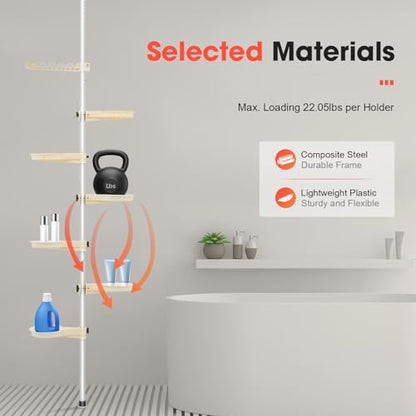 7-Tier Plant Stand Indoor Tension Pole Metal Flower Pot Holder Height Adjustable,Space Saving Plant Stands Tray Tension Pole Planter Shelf,Home Flower Display Stand Rack Pot Holder White