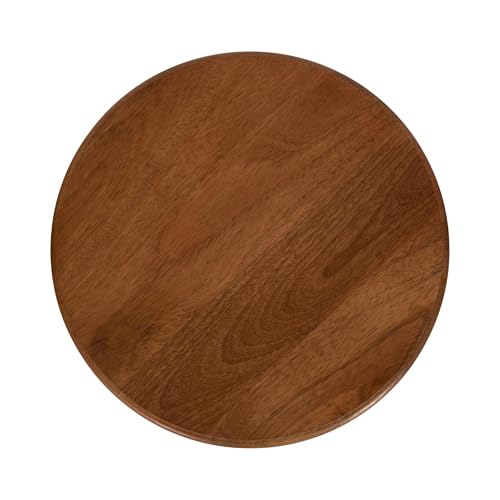 Kate and Laurel Engles Modern Adjustable-Height Pedestal Drink Table, 10 x 10 x 30, Walnut Brown and Brass, Mid-Century Round Indoor Metal Plant Stand with Solid Wood Tabletop
