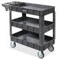 Dryser Utility Cart with Wheels, 40" x 17" Heavy Duty 550 lb. Capacity with Shelves - 3 Tier Rolling Cart with Two 5" Swivel Casters for Warehouse, Garage, Cleaning - size: 3 Shelves 2 Swivel 40x17