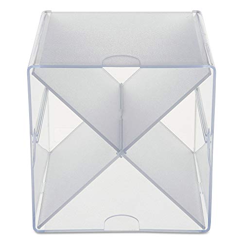 deflecto 350201 Desk Cube with "X" Dividers, Clear Plastic, 6 x 7-1/5 x 6