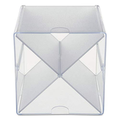 deflecto 350201 Desk Cube with "X" Dividers, Clear Plastic, 6 x 7-1/5 x 6