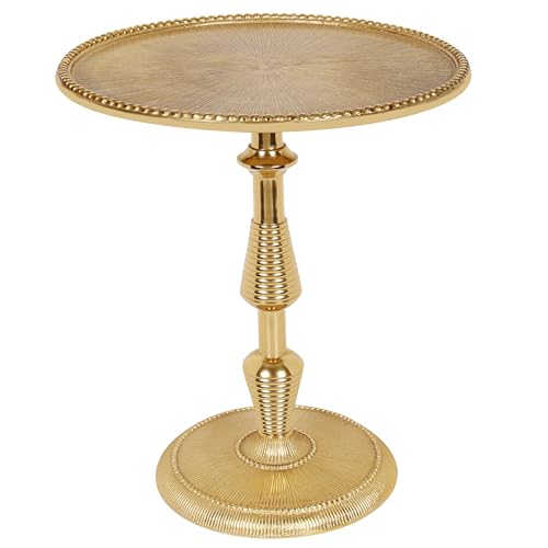 CLEENTABLE Modern Round Gold End Table - 15" Width x 21" Height Metal Side Table for Living Room, Bedroom & Small Spaces - Luxury Gold Finish Accent Table - color: Gold, size: 15" x 21" - Inch