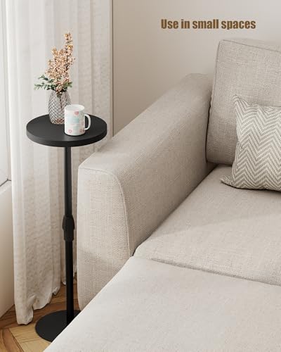 TUTOTAK Tall Round Side Table, Small End Table, Drink Table, Pedestal Table | for Small Spaces, Accent Nightstand, Set of 2, livingroom, Bedroom, Black TB01BK0962 - color: Black, size: 2 Pack, style: Adjustable