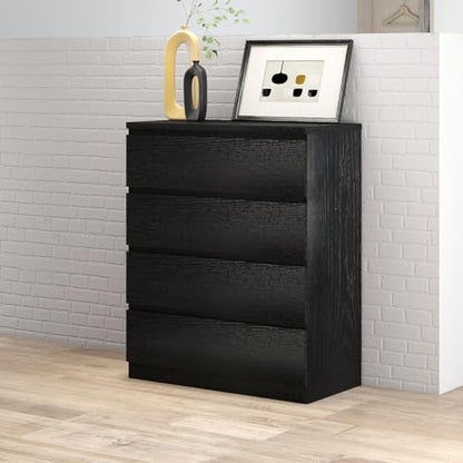 Nightstand with Drawers, Bedside Table with Drawers, Sofa Side Table Storage Cabinet, Night Stand for Bedroom Living Room (1, 4 Drawers Black, 31.5" W×15.7" D×38.1" H) - color: 4 Drawers Black, 31.5"w