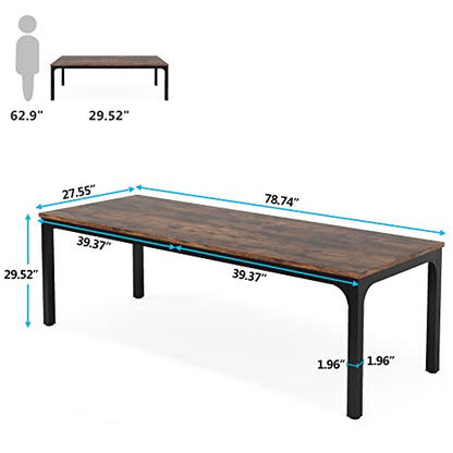 Tribesigns 6.5 FT Conference Room Table, 78.74" W x 27.56" D Large Office Conference Table, Modern Seminar Meeting Table Desk for Boardroom, Meeting Room (1, Rustic Brown) - color: Rustic Brown