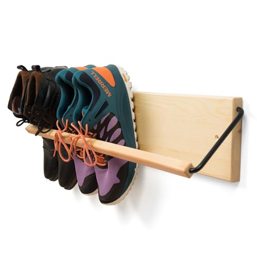 Wall Mounted Shoe Rack - A Wooden, Modern, Slim, and Small Shoe Storage Solution for Shoes and Boots in Narrow Spaces, entryways, or hallways. (30-in-Wide) - size: 30-in-wide (Single)