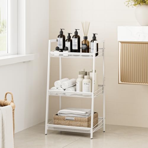 Masupu 3 Tier Bathroom Shelf, Bathroom Organizer and Storage for Small Space, Free-Standing Metal Rack Shelves Waterproof for Kitchen, Bathroom, Laundry, Toilet, White - color: White, size: 3 Tiers(29.1''H)