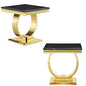 Asday Gold End Table Set of 2, Modern Black Living Room Side Table with Gold Metal U-Base, Square End Table for Sofa Couch, Living Room, Bedroom, Office - color: Black, size: Set of 2