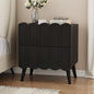 Modern Fluted Nightstand for Bedroom, Black Wood Bedside Table | End Side Table with Arch Curved Design, Night Stand with 2 Drawer - color: Black, size: 1 Pack
