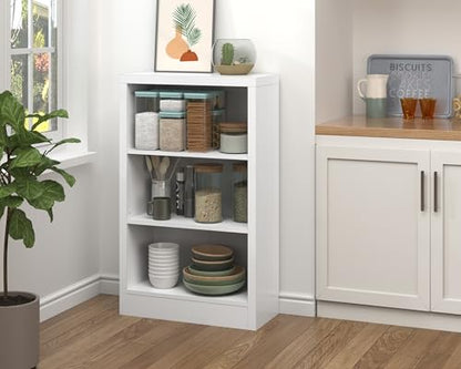 furtble 3 Tier Bookshelf with Thick Open Storage Shelf, 43" Tall Wooden Bookcase with Adjustable Shelves for Living Room, Home Office, Bedroom, White - size: 3-Tier-23.6W