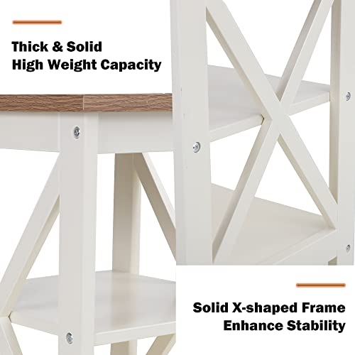 PHI VILLA End Table Living Room Set of 2, Farmhouse Bed Side Table Nightstands for Bedroom, Ivory White Small Side Table - color: Ivory