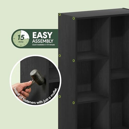 Furinno Luder 5-Cube No Tool Assembly Open Shelf, Blackwood - color: Blackwood, size: 5-Cube No Tool