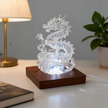 Wooden LED Light Base Display Lighted Base for Crystals - Brown Square Wood Display Lighted Bases Pedestal Stand for Room Office Home Decor