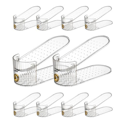 Clear 10 Pack Shoe Slot Organizer, Shoe Stacker Organizer Holders for A Pair of Shoes, Adjustable Thickening Double Layer 50% Shoe Space Saver Rack Storage for Closet (clear, 10 Pack) - size: 10 Pack