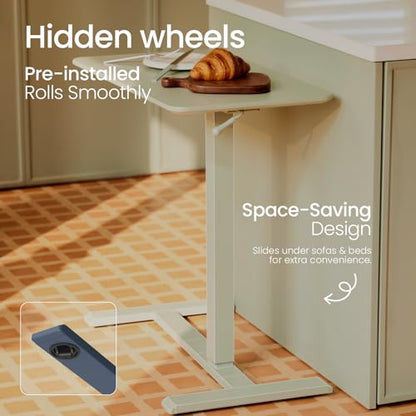 TopJob ANYDESK NEST Mobile Standing Desk, Portable with Hidden Wheels Non Folding, Sit Stand Desk, Computer Workstations, Home Use, Couch Side Table, Bedside Table, Kitchen Prep Table (Indigo) - color: Indigo