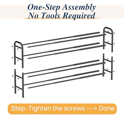ENJOYBASICS 4 Tier Expandable Shoe Rack for Closet, Free Standing Metal Shoe Shelf Storage Organizer Holder 24 Pairs, Adjustable Width Shoe Rack for Entryway Small Space, Black - size: 4 Tier (8-24 Pairs)