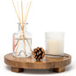 Round 9.4" Acacia Wood Decorative Tray – Farmhouse Wood Riser Pedestal Stand for Kitchen and Bathroom Decor, Counter Display, Vanity Tray (Medium, 9.4" Dia) - size: Medium: Dia 9.4"