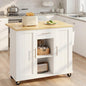 SUNLEI Island Table for Kitchen with Storage, Portable Kitchen Island Cart with Drop Leaf, Rolling Kitchen Island Table with Drawer, Cabinet & Towel Rack, Farmhouse Kitchen Island, White - style: White