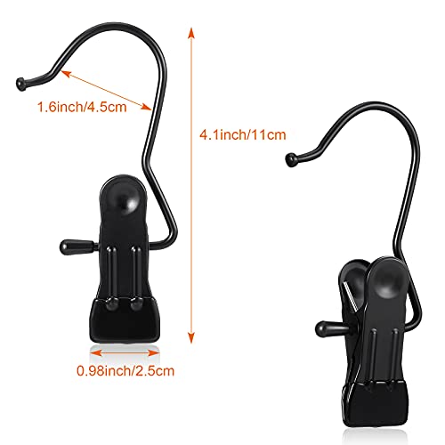 Hotop 48 Pieces Boot Hanger Clips for Closet, Laundry Hanging Hooks Heavy Duty Clips Boot Holder Portable Single Hooks Space Saving for Pants Jeans Clothes Hats Tall Towels (Black) - color: Black