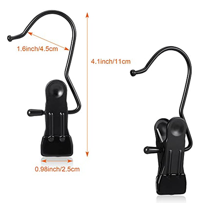 Hotop 48 Pieces Boot Hanger Clips for Closet, Laundry Hanging Hooks Heavy Duty Clips Boot Holder Portable Single Hooks Space Saving for Pants Jeans Clothes Hats Tall Towels (Black) - color: Black