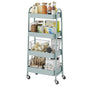 DUMOS 4 Tiers Metal Rolling Utility Cart with Lockable Wheels, Mobile Storage Organizer, Utility Shelving Unit for Kitchen, Office, Bathroom, Laundry, Narrow Places, Light Green - color: 4-tier Green