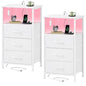 Somdot Nightstands Set of 2 with 3 Drawers, Charging Station & LED Light | Open-Shelf End Tables for Bedside, Small Spaces, Bedroom, Entryway and Hallway, White - color: White, size: 11.8"D x 15.7"W x 28.3"H (3 Drawers)