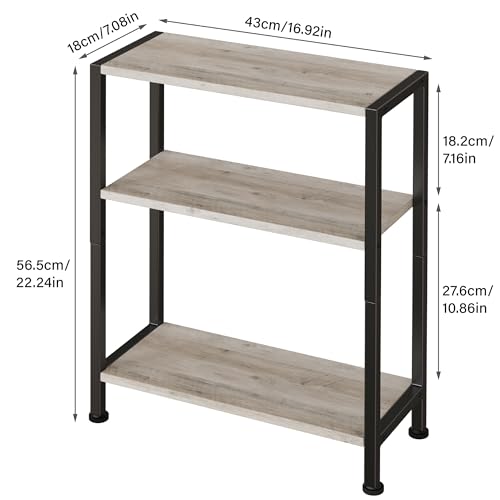 3-Tier Side Table, Small EndTable, Sofa SideTable for Narrow Spaces, Slim EndTable, NightstandTable, Skinny Bedside Table, for Living Room, Bedroom, Office, Greige - color: Greige