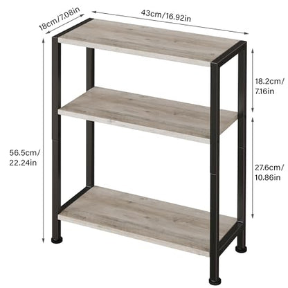 3-Tier Side Table, Small EndTable, Sofa SideTable for Narrow Spaces, Slim EndTable, NightstandTable, Skinny Bedside Table, for Living Room, Bedroom, Office, Greige - color: Greige