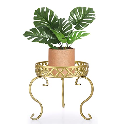 OwnMy Metal Round Plant Stand Indoor Outdoor Flower Pot Holder, Heavy Duty Iron Plant Stand Display Potted Rack for Home, Garden, Patio, Golden Color - color: Gold