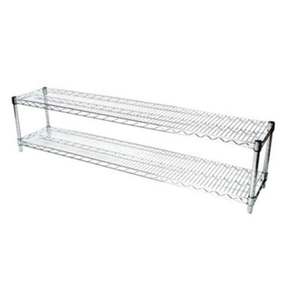 Shelving Inc. 12" d x 60" w Chrome Wire Shelving with 2 Tier Shelves, Weight Capacity 800lbs Per Shelf - size: 12"d x 60"w x 14"h