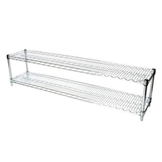 Shelving Inc. 12" d x 60" w Chrome Wire Shelving with 2 Tier Shelves, Weight Capacity 800lbs Per Shelf - size: 12"d x 60"w x 14"h