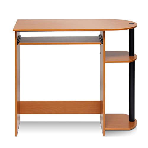 Furinno Simplistic Easy Assembly Computer Desk, With Keyboard Tray, Light Cherry/Black | Keyboard Tray, Computer Desk with Rounded Edges, Office Desk, for Home Office, Bedroom - color: Light Cherry/Black, size: 15.8 x 31.5 x 28.4 Inch