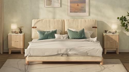 Fluted Nightstand Set of 2,Modern End Table with Faux Marble Top,2 Storage Drawers Side Table,Bedside Table for Bedroom, Living Room,Curved Profile Design Furnitue,Natural Oak - color: 2pcs_oak